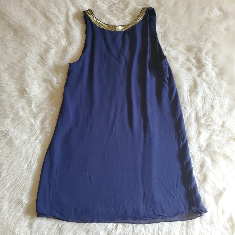 Lilly Pulitzer Aubra Blue And Gold Shift Dress Size Medium - Picture 8 of 14